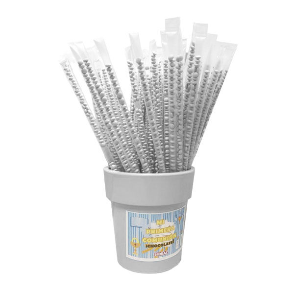 Cañas Choco Comunion Blanca 50 Uds.